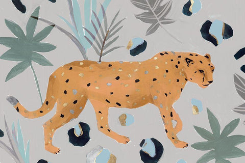 Walking Cheetah I  Black Ornate Wood Framed Art Print with Double Matting by Isabelle Z