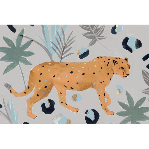 Walking Cheetah I  White Modern Wood Framed Art Print by Isabelle Z