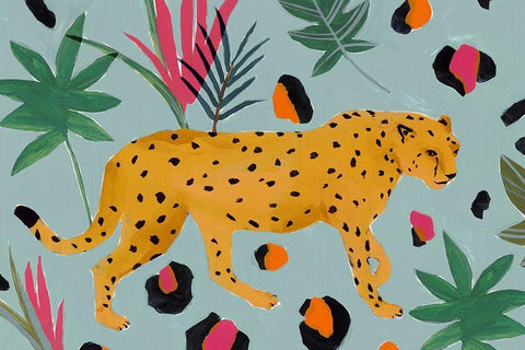 Walking Cheetah II  Black Ornate Wood Framed Art Print with Double Matting by Isabelle Z