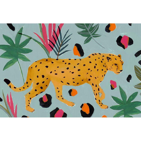 Walking Cheetah II  White Modern Wood Framed Art Print by Isabelle Z