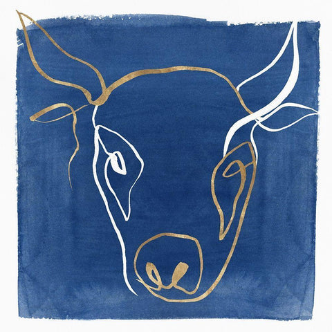 Indigo Ox  Gold Ornate Wood Framed Art Print with Double Matting by Isabelle Z