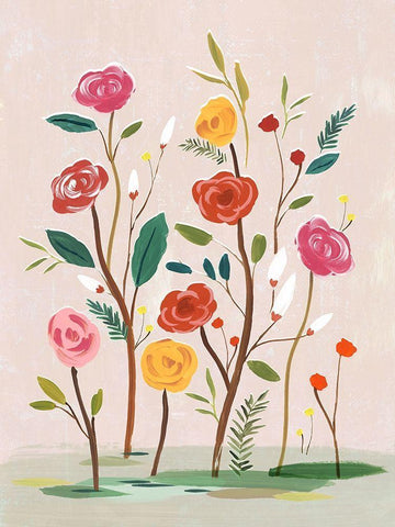 Pink Efflorescence  Black Ornate Wood Framed Art Print with Double Matting by Isabelle Z