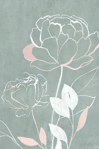 Roseland II   White Modern Wood Framed Art Print with Double Matting by Isabelle Z