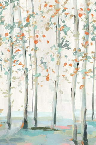 Emerald Forest II   White Modern Wood Framed Art Print with Double Matting by Isabelle Z