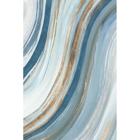 Azure Blue I  Black Modern Wood Framed Art Print with Double Matting by Isabelle Z