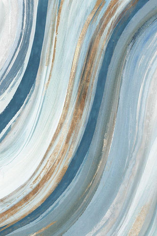 Azure Blue I  White Modern Wood Framed Art Print with Double Matting by Isabelle Z