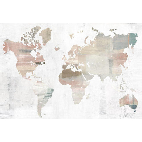 World Travelers Map  White Modern Wood Framed Art Print by Isabelle Z