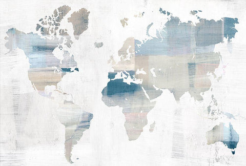 World Travelers Map Blue VersionÂ  Black Ornate Wood Framed Art Print with Double Matting by Isabelle Z