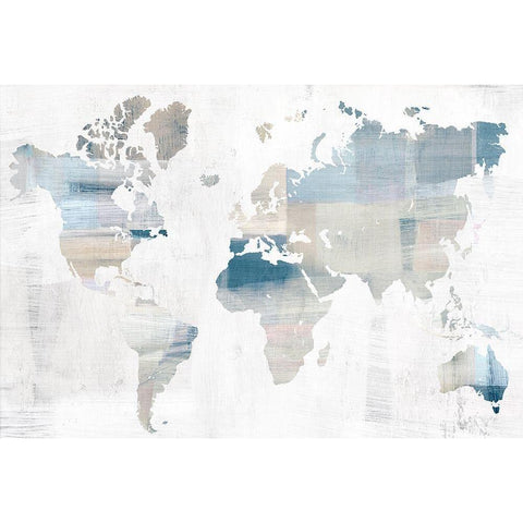 World Travelers Map Blue VersionÂ  White Modern Wood Framed Art Print by Isabelle Z