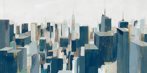 The City  White Modern Wood Framed Art Print with Double Matting by Isabelle Z