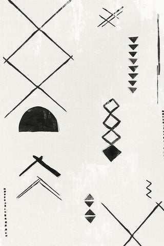 African Motifs II White Modern Wood Framed Art Print with Double Matting by Isabelle Z