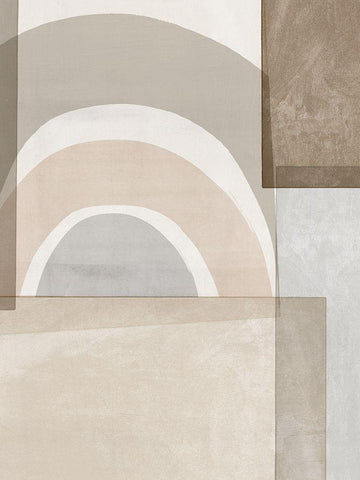 Beige Color Blocks Black Ornate Wood Framed Art Print with Double Matting by Isabelle Z