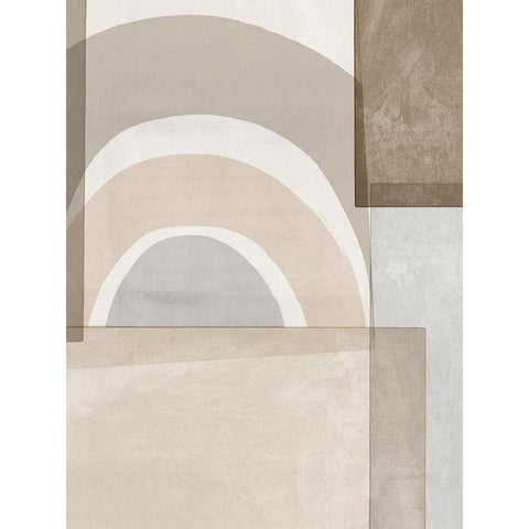 Beige Color Blocks White Modern Wood Framed Art Print by Isabelle Z