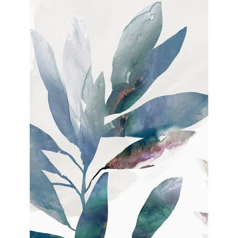 Indigo Sprig I Black Modern Wood Framed Art Print with Double Matting by Isabelle Z