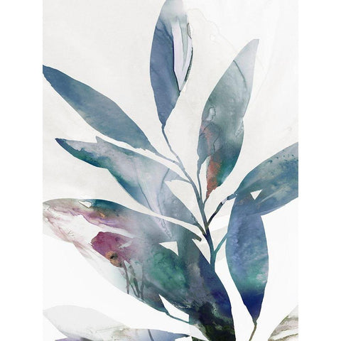Indigo Sprig II White Modern Wood Framed Art Print by Isabelle Z