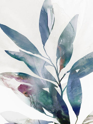 Indigo Sprig II White Modern Wood Framed Art Print with Double Matting by Isabelle Z