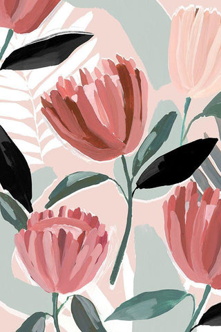 Dreamy Petals I White Modern Wood Framed Art Print with Double Matting by Isabelle Z