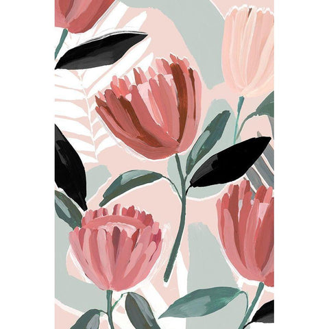 Dreamy Petals I Black Modern Wood Framed Art Print by Isabelle Z