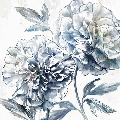 Japanese Peony I Black Modern Wood Framed Art Print with Double Matting by Isabelle Z