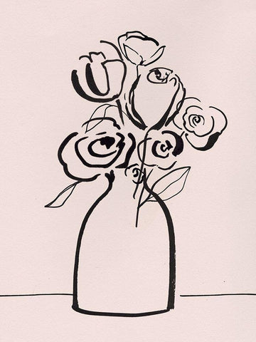 Juliet Bouquet White Modern Wood Framed Art Print with Double Matting by Isabelle Z