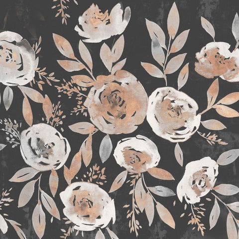 Midnight Blooms White Modern Wood Framed Art Print by Isabelle Z