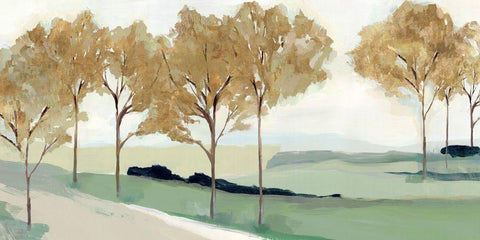 Pathway to the Sea - Ochre  White Modern Wood Framed Art Print with Double Matting by Isabelle Z