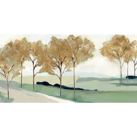 Pathway to the Sea - Ochre  Black Modern Wood Framed Art Print by Isabelle Z