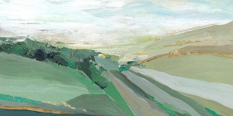 West Green Hills White Modern Wood Framed Art Print with Double Matting by Isabelle Z