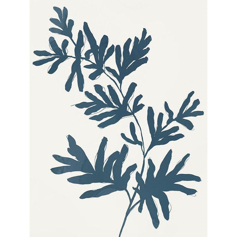 Blue Twig II White Modern Wood Framed Art Print by Isabelle Z