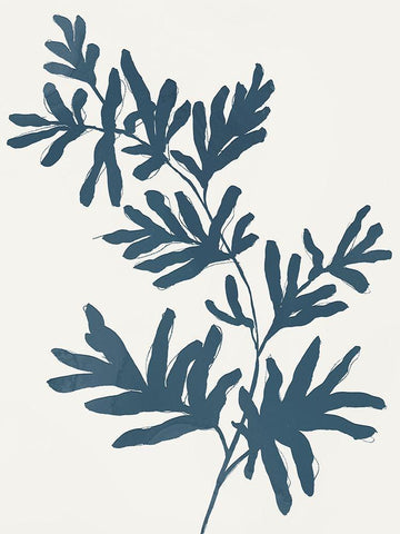 Blue Twig II Black Ornate Wood Framed Art Print with Double Matting by Isabelle Z
