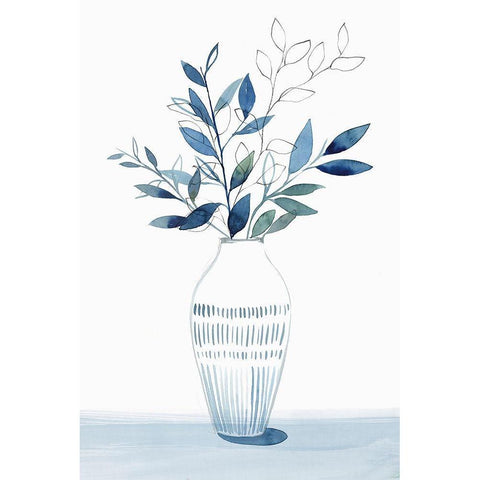 Indigo Bouquet II Black Modern Wood Framed Art Print by Isabelle Z