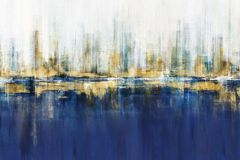 Ultramarine Horizon  Black Ornate Wood Framed Art Print with Double Matting by Isabelle Z