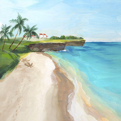 Summer Beach Walk  White Modern Wood Framed Art Print by Isabelle Z