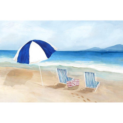 Blue Parasol Black Modern Wood Framed Art Print by Isabelle Z