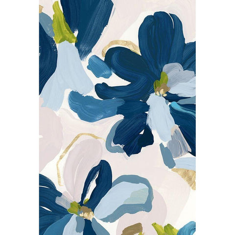 Cobalt Florals I  White Modern Wood Framed Art Print by Isabelle Z