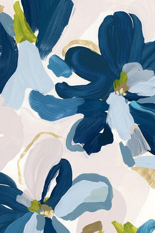 Cobalt Florals I  White Modern Wood Framed Art Print with Double Matting by Isabelle Z