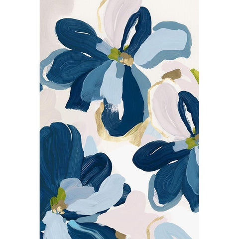 Cobalt Florals II Black Modern Wood Framed Art Print by Isabelle Z