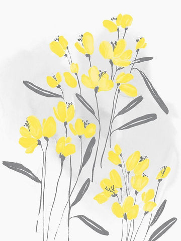 Wallflower I White Modern Wood Framed Art Print with Double Matting by Isabelle Z