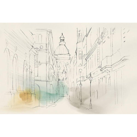 City Sketches I  White Modern Wood Framed Art Print by Isabelle Z