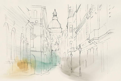 City Sketches I  White Modern Wood Framed Art Print with Double Matting by Isabelle Z
