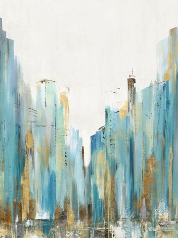 City Rush I  White Modern Wood Framed Art Print with Double Matting by Isabelle Z