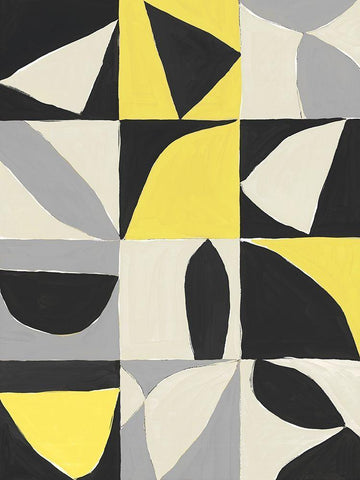 Yellow Mayan I  White Modern Wood Framed Art Print with Double Matting by Isabelle Z