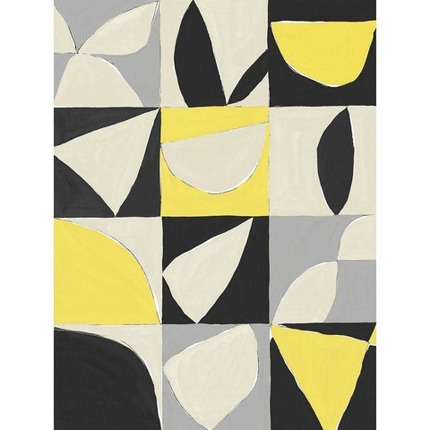Yellow Mayan II Black Modern Wood Framed Art Print with Double Matting by Isabelle Z