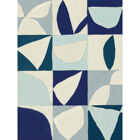 Yellow Mayan II Blue Version Black Modern Wood Framed Art Print with Double Matting by Isabelle Z