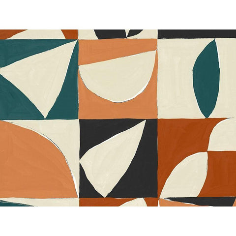 Teal Mayan II Black Modern Wood Framed Art Print with Double Matting by Isabelle Z