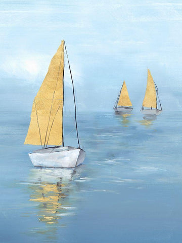 Golden Sail I  White Modern Wood Framed Art Print with Double Matting by Isabelle Z