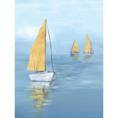 Golden Sail I  White Modern Wood Framed Art Print by Isabelle Z