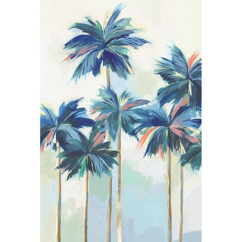 Sunset Teal Pams I  Black Modern Wood Framed Art Print with Double Matting by Isabelle Z