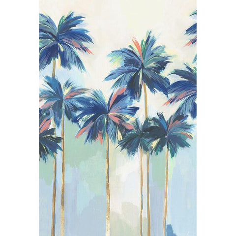 Sunset Teal Pams II White Modern Wood Framed Art Print by Isabelle Z