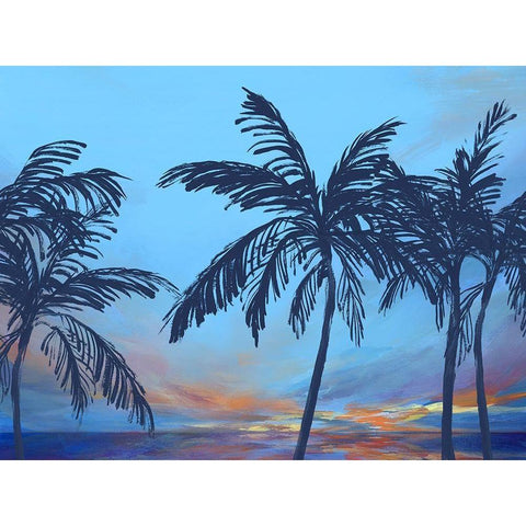 Sunset Beach Black Modern Wood Framed Art Print with Double Matting by Isabelle Z